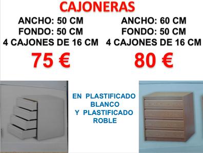 Cajonera Madrid de 50 cm con 4 cajones en blanco. 73,4 cm(alto)50 cm(