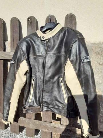 CHAQUETA DE CUERO DE MOTO ENVEJECIDO VINTAGE