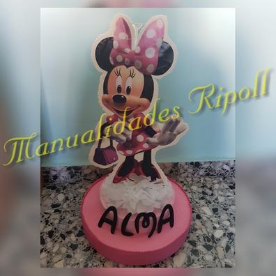 Tarta de Pañales Minnie Mouse Disney - Hecha a Mano en España -  Personalizable en Azul o Rosa - Baby Shower Temático Disney