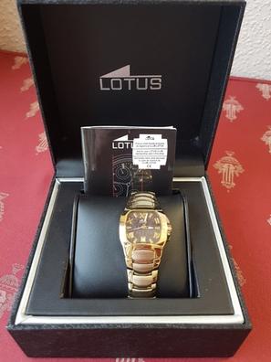 Reloj Lotus hombre correa acero plateado y chapado dorado caja acero esfera  rectangular blanca 5 ATM Water Resist